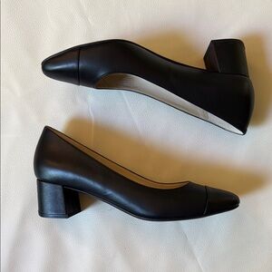 Go-to Block Heel Pump - Black Leather - Never Worn!